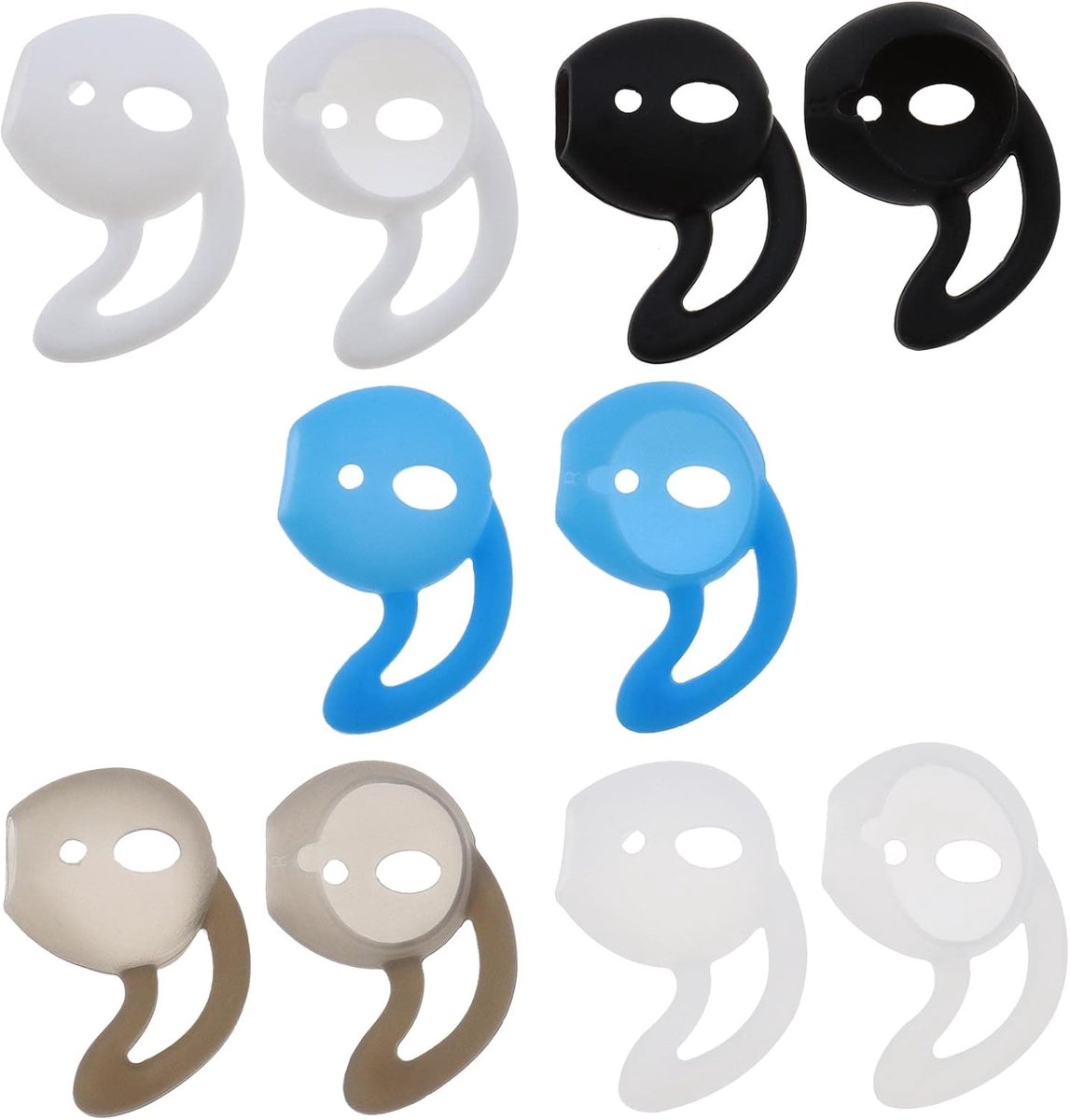 ECSiNG 5 Pairs Earbuds Ear Bracket Covers Silicone Non-Slip Anti-Loss Hook Accessories Compatible with AirPods 2 & 1 - ShopVlot