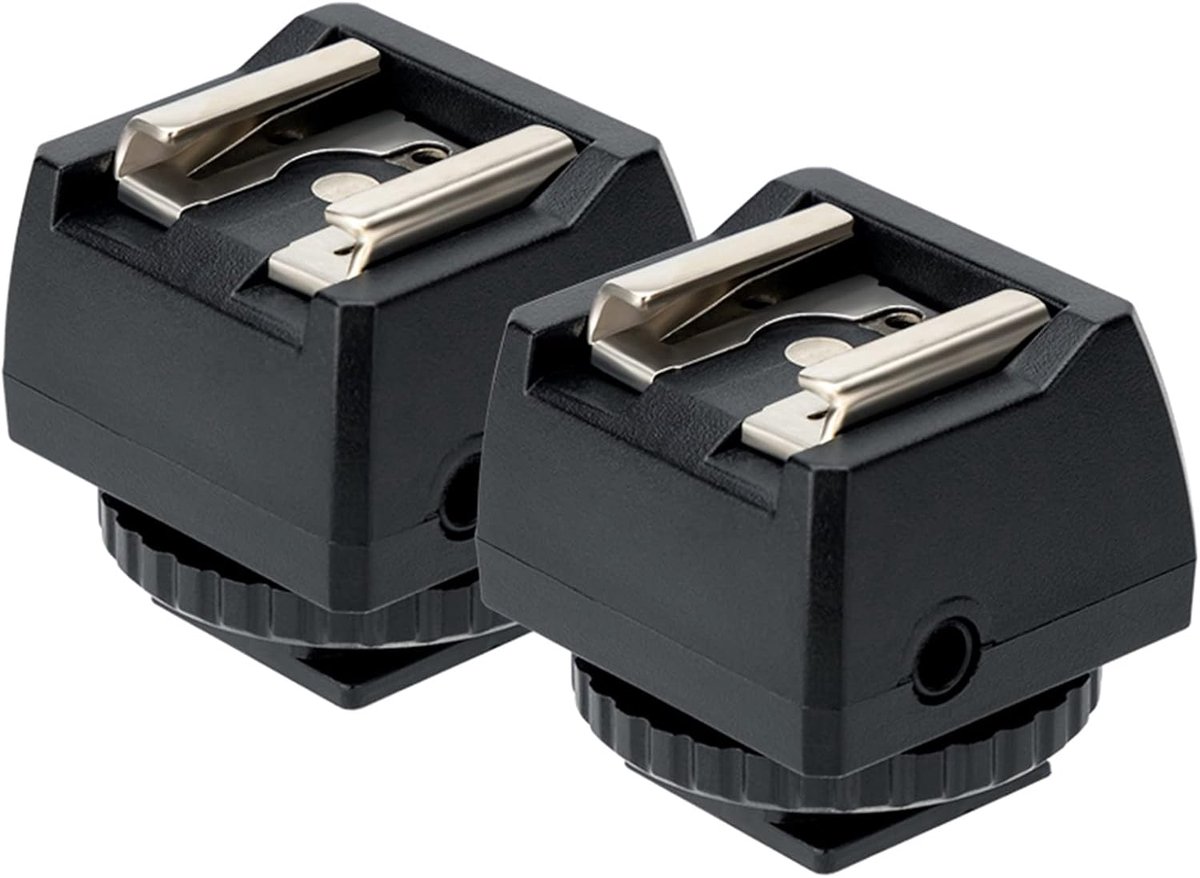 SnelShoppen - JJC Flits Hot Shoe Bevestiging met PC Sync Aansluitingen en 3.5mm Mini Phono Poort voor DSLR Camera's, Standaard ISO en Flitsbasis voor