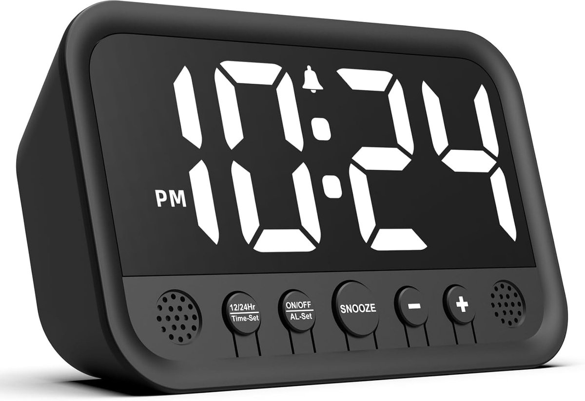 Bobypet - Digitale Wekker met Groot LED Scherm - Bedside Wekker voor Zware Slapers, Ouderen & Kinderen - 5 Volume Niveaus, Snooze, 6 Helderheidsstanden, USB-C Backup - Slaapkamer Bureau Wekker - Wit
