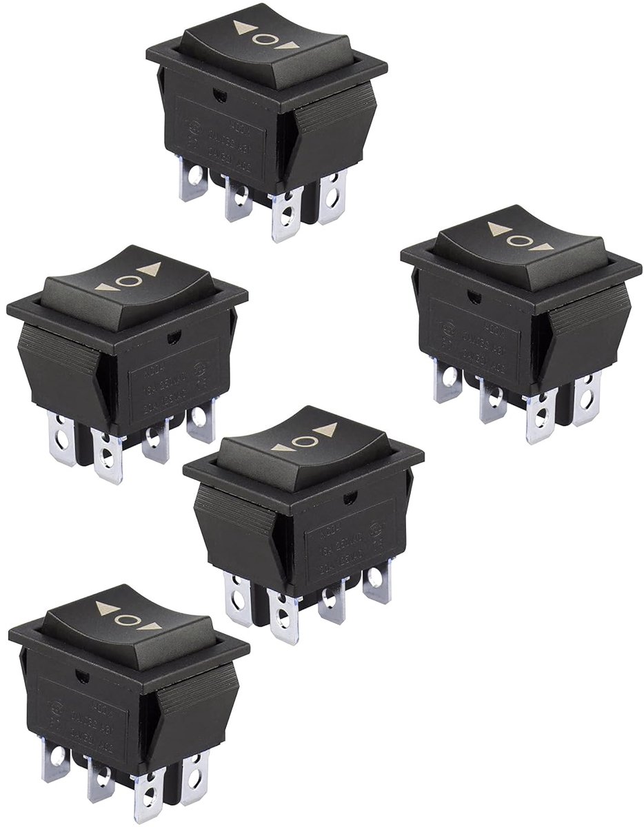 SnelShoppen - 5PCS Reset Schakelaar DPDT Rocker Switch ON/OFF/ON 6 Pin voor Auto, Motor, Boot, Huishoudelijke Apparaten, KCD4