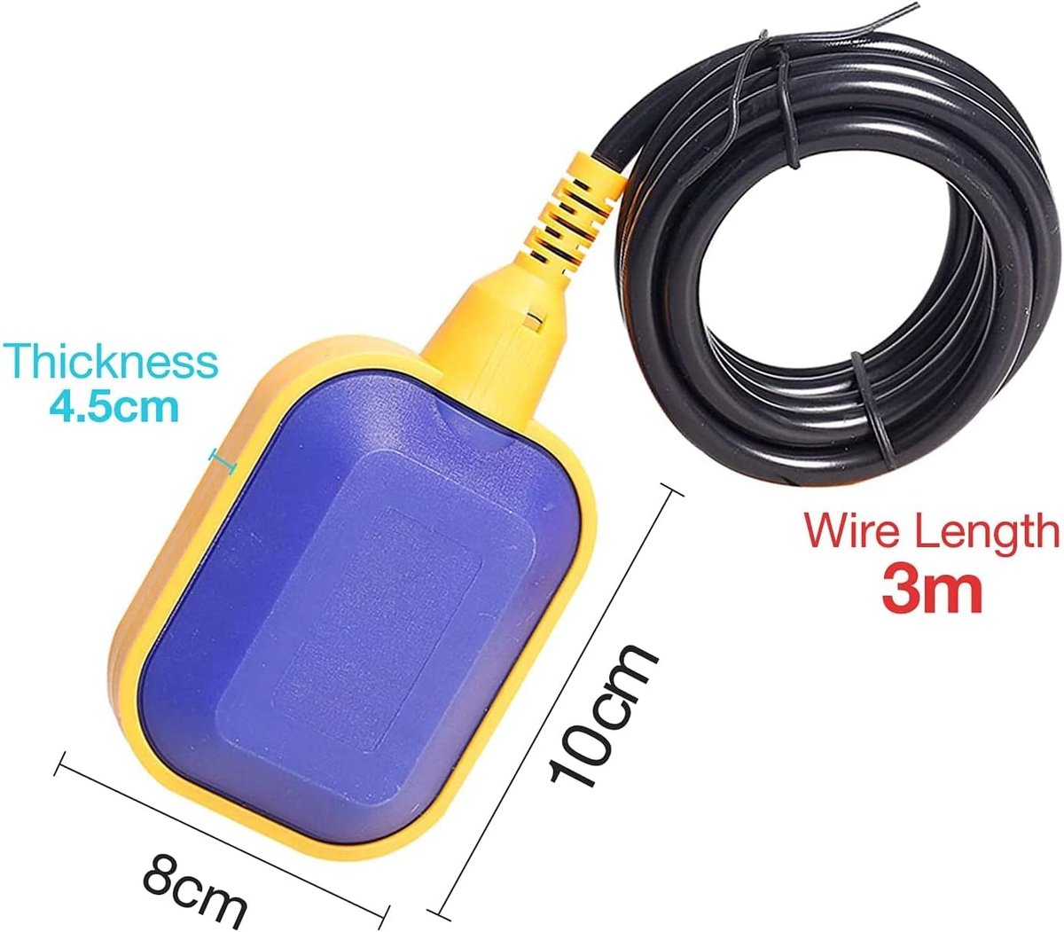 SnelShoppen - Waterniveaucontroller kabel 3m vloeistofniveau sensor vlotterschakelaar 220V waterniveau regelaar voor pompen, zwembaden, containers