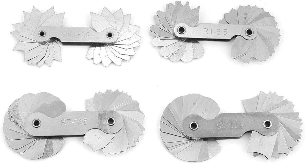 SnelShoppen - Fydun Radius Gauge 4-delig R0.3-25 mm Ronde Hoek Metingen RVS Meetinstrumenten Voor Gereedschap En Mallen