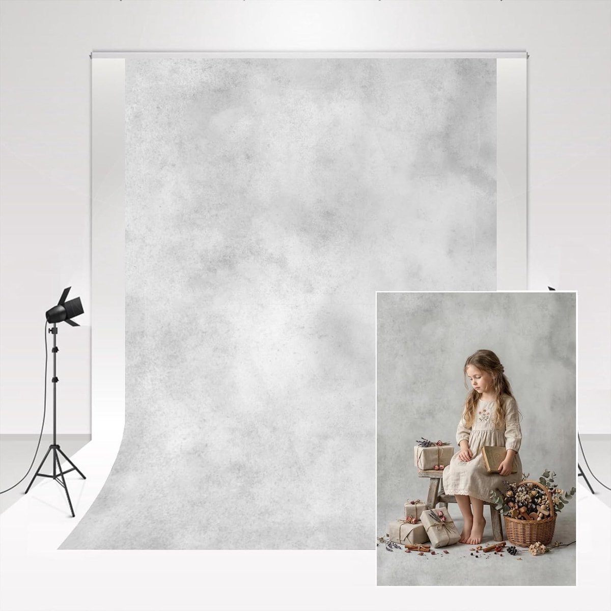 SnelShoppen - Fotografieachtergrond 2x3m Retro Abstract Rookgrijs Portret Achtergrond voor Newborn Fotografie Studio, Microfiber, Geschikt voor 2-3 Pe