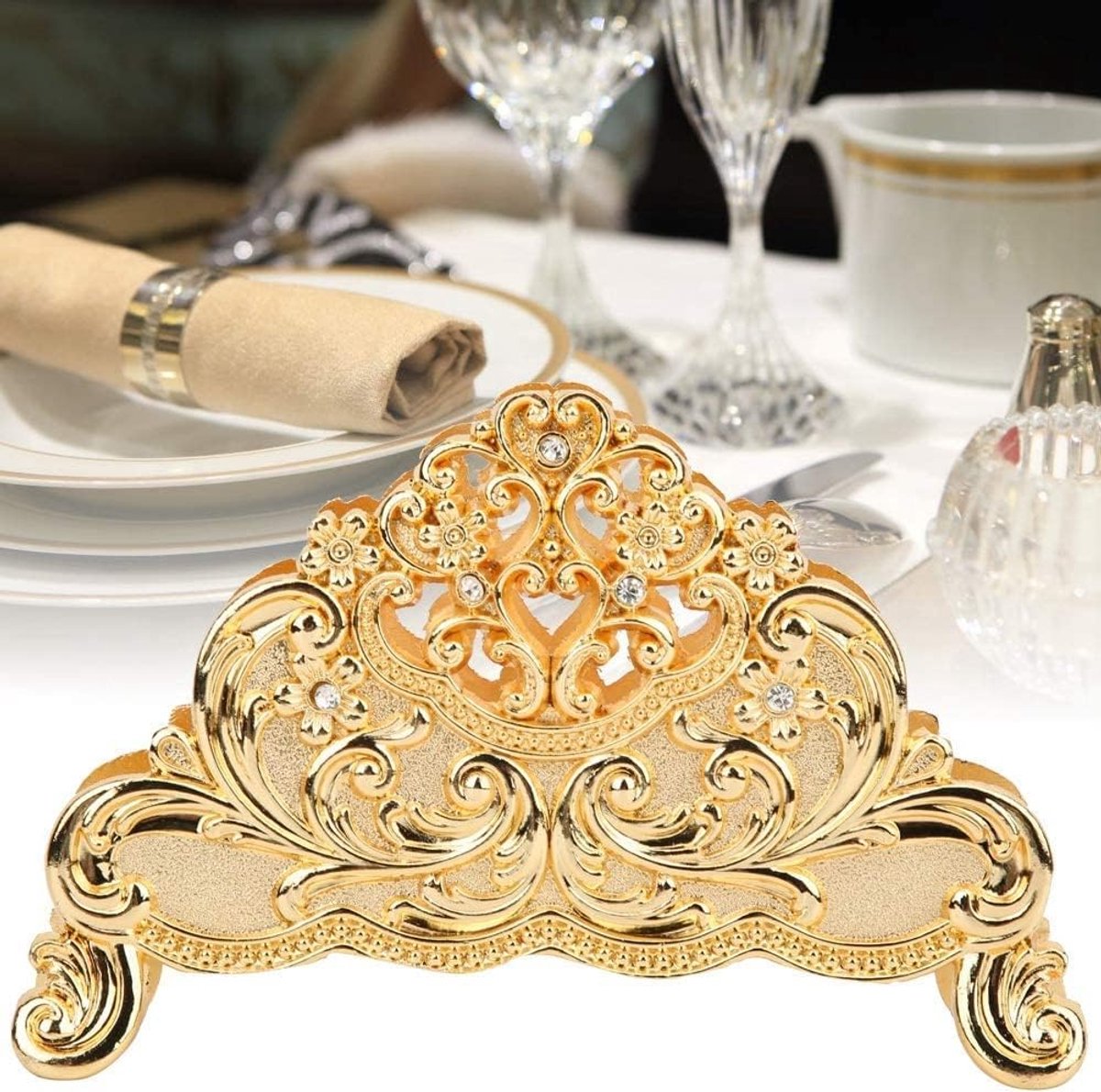 SnelShoppen - Napkin Holder Metaal Tissuehouder voor Tafels, Servetstandaard, Aluminium Legering, Goud, Voor Thuis, Hotel, Restaurant, Café, Moderne D