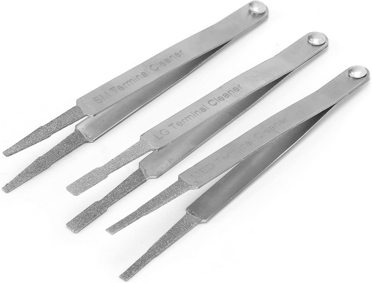 SnelShoppen - 3 Delige Terminal Cleaner Set - Auto Reparatie Gereedschap - Diamant Grip - Schoonmaakset voor Elektrische Spade en Pin Connectoren