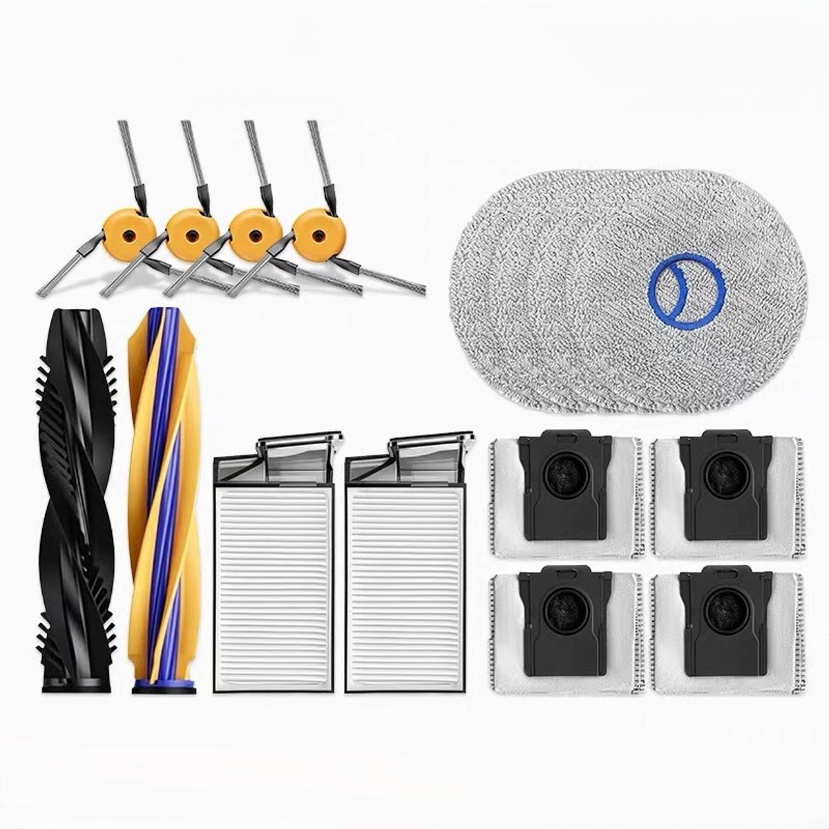 16stuks - geschikt voor dreame robotstofzuiger -geschikt voor dremel X60 Max Ultra robotstofzuiger - inclusief 2 hoofdrolborstels - 4 dweilpads - 4 stofzakken - 4 zijborstels - 2 HEPA-filter