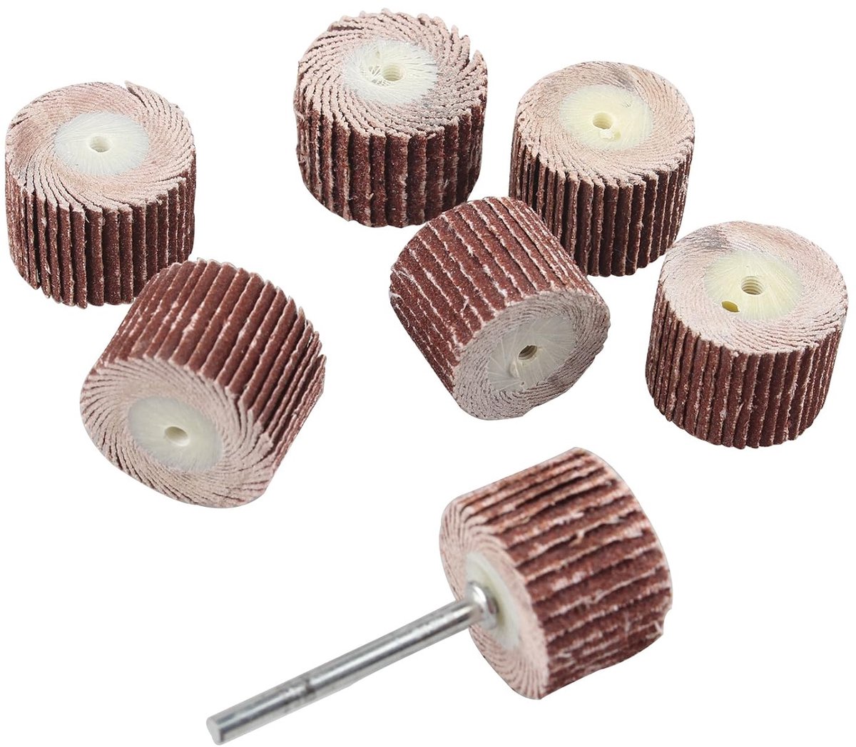 SnelShoppen - 7Pcs 20MM Schuurwiel Schijf Borstel Bit Slijpen Polijsten Gereedschap Set Grit 80#120#180#240#320#400#600 met 3mm Mandrel Schacht voor D