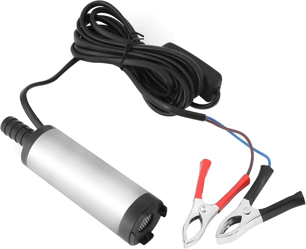 SnelShoppen - 12V Submersibele Waterpomp 3.8 cm voor Kerosine en Diesel - Roestvrij Staal, 8500r/m - Ideaal voor Tuin, Camping en Agrarisch Gebruik