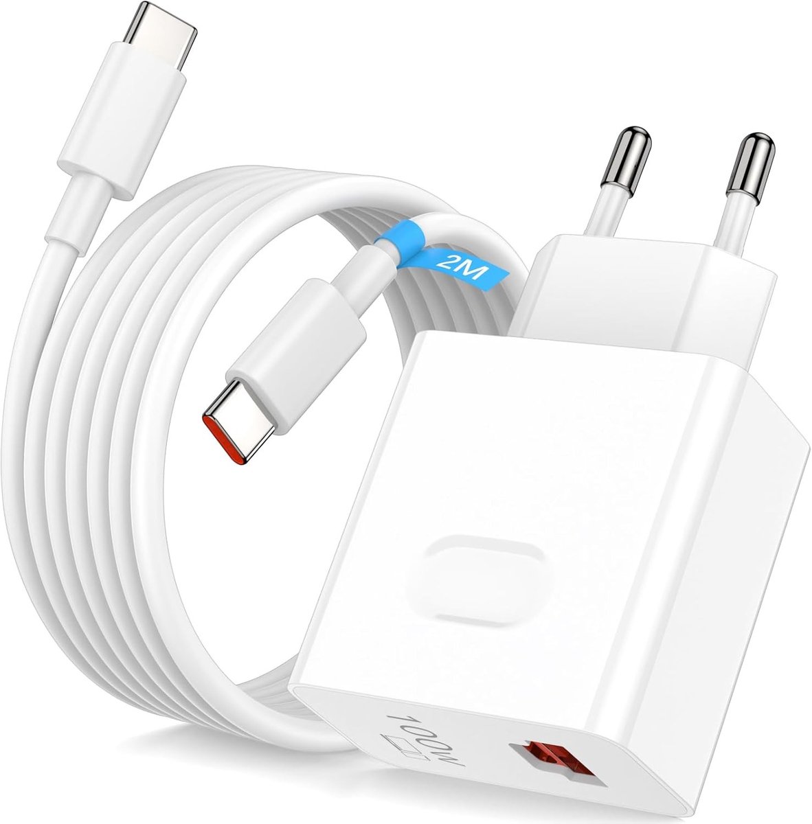 Krachtige 100W Snellader met 2 PD Poorten en 6A USB C Kabel van 2m voor Smartphones en Tablets
