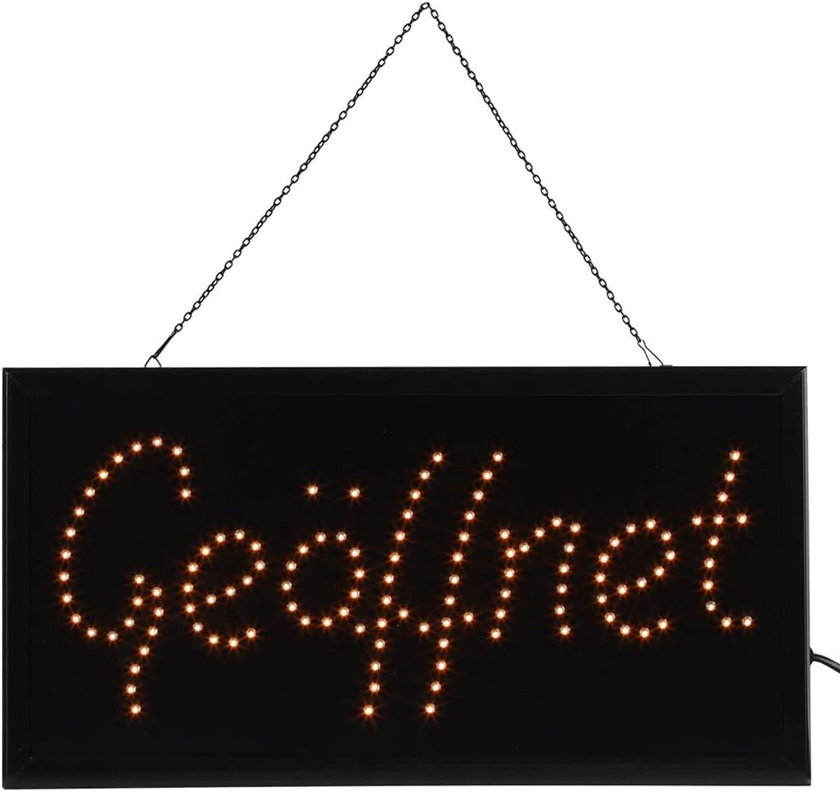 SnelShoppen - LED Geïllumineerd Reclamebord, Neon Licht Schilderij voor Winkels, Gele Open Sign, Hangend Bord voor Deur en Raam, Hoogwaardig PVC en MD