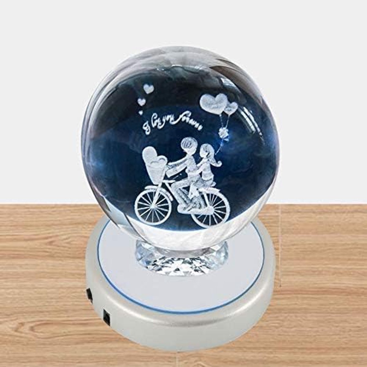 SnelShoppen - 7 LED Display Basis voor Kristalglas Kunst met Kleurrijke LED Verlichting, Ronde Stand, 4 LEDs, USB en Batterij Voeding, Ideaal voor Fee