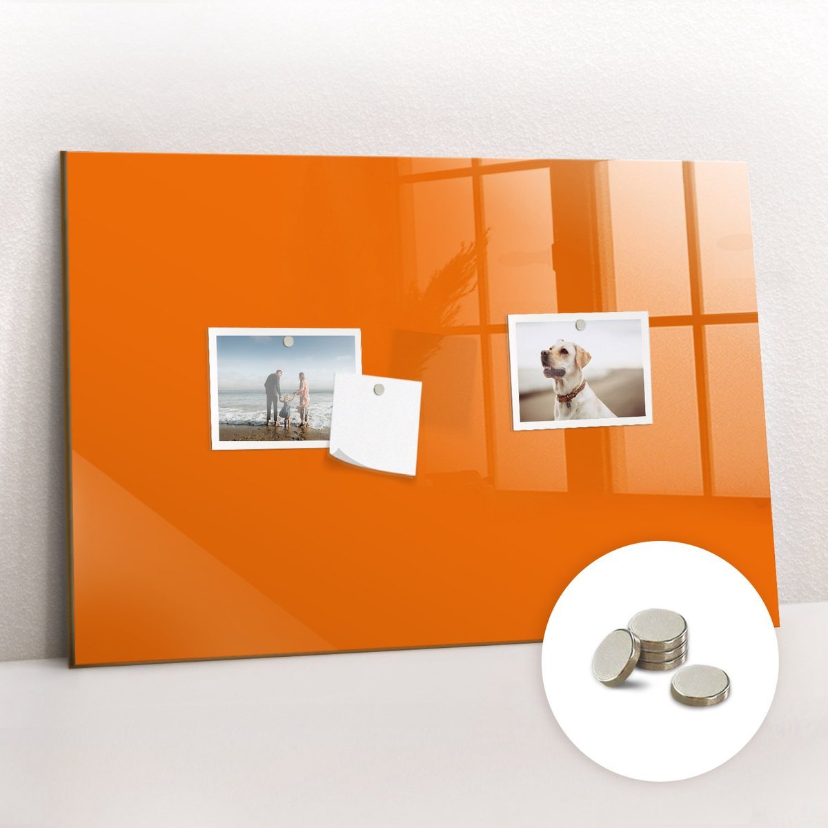 Tulup Glassboard - Oranje kleur Magneetbord - 60 cm x 40 cm - Magneetbord Rechthoekig - Interieur Accessoires Kantoor - Magneetbord Design Oranje - Inclusief Gratis Magneten - Magnetic Board - Magnetisch Bord