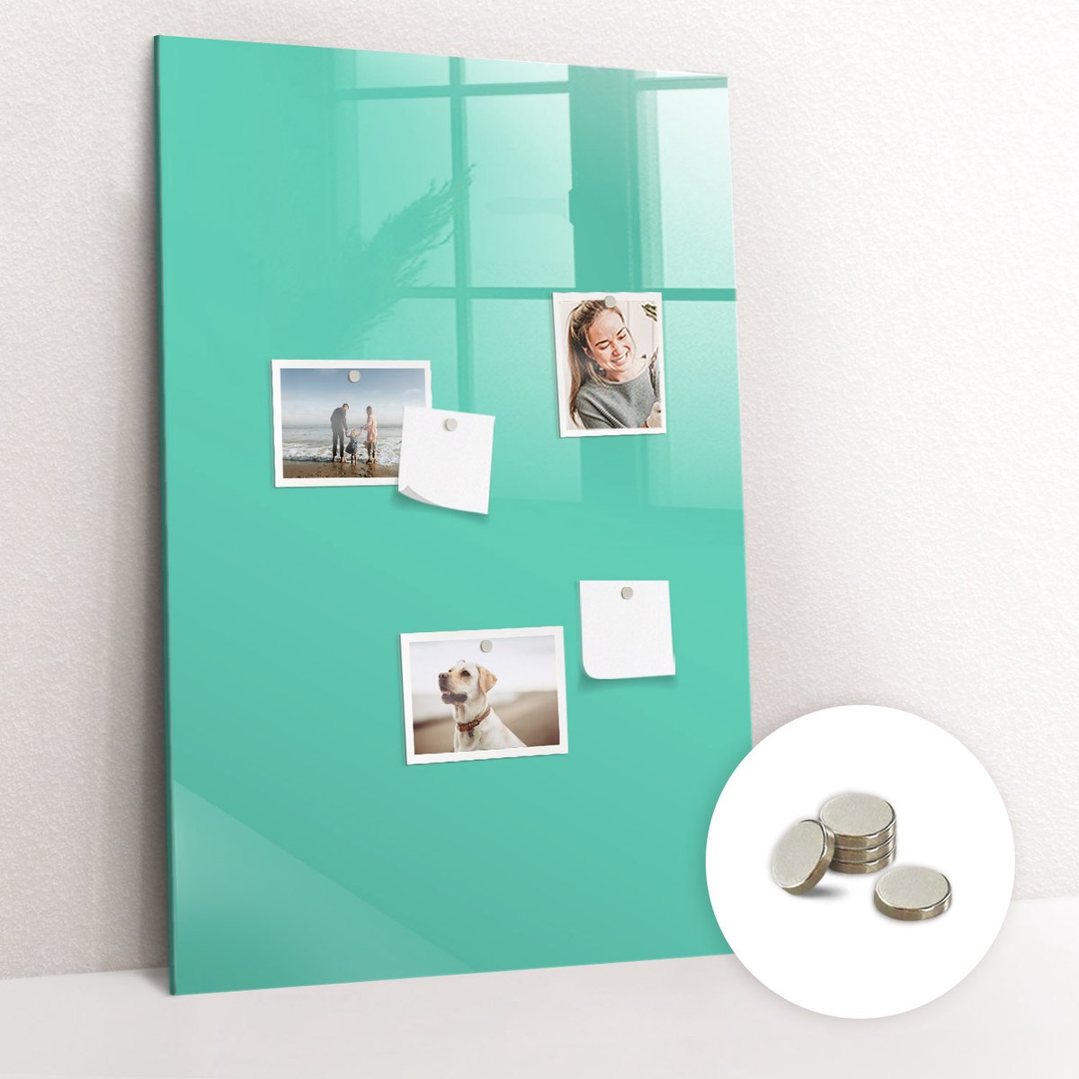 Tulup Glassboard - Turkooiskleur Magneetbord - 60 cm x 90 cm - Magnetisch Memobord - Industrieel Wandbord - Magneetbord Keuken Turkoois - Inclusief Gratis Magneten - Magneetbord Rechthoekig - Magneetbord Muur