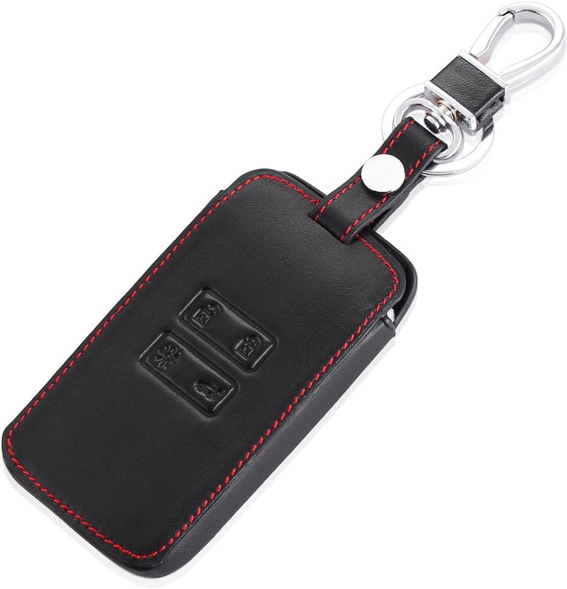 SnelShoppen - Luxe Leren Autosleutelhanger Sleutelhoes voor Renault Kadjar 4 Knoppen - Echte Leer, Rood, Sleutelbescherming Accessoires