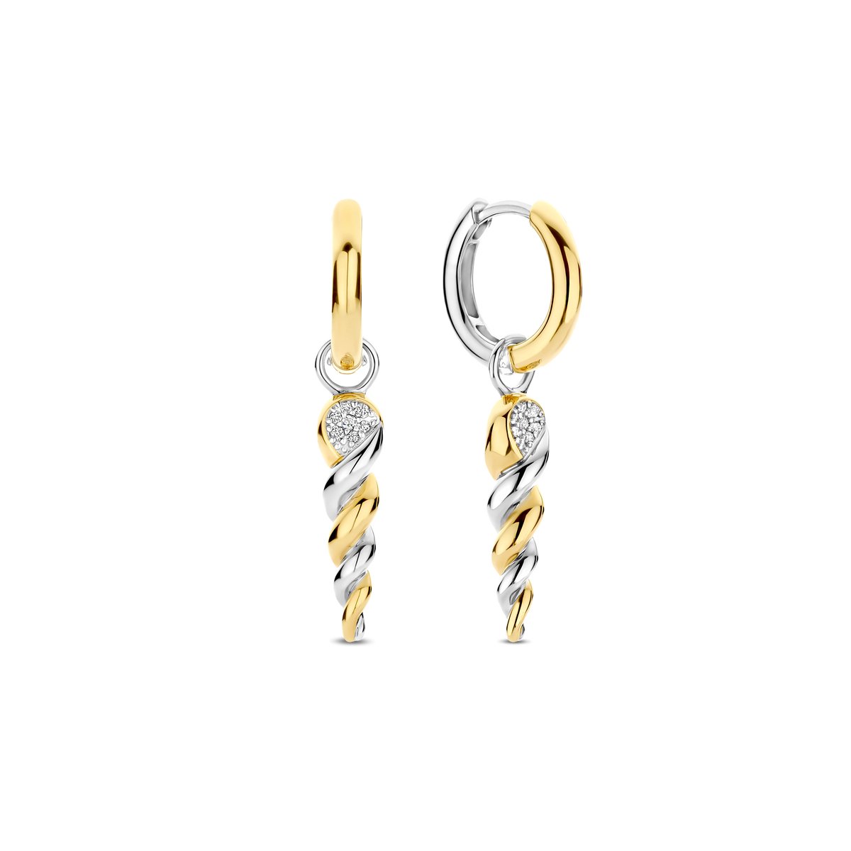 TI SENTO Dames Oorbellen - 925 zilver - Zirkonia met geel verguld - 78020ZY