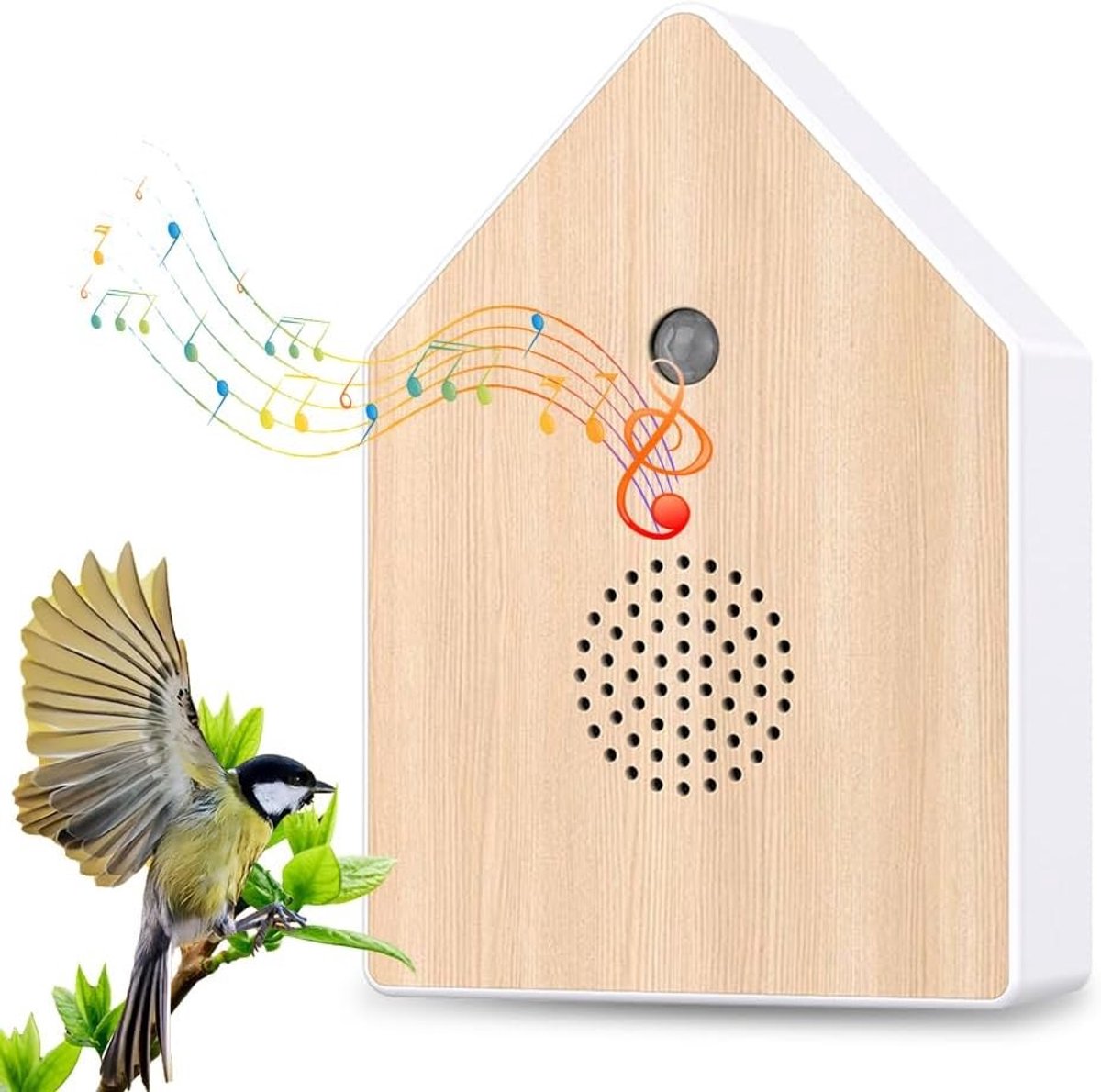 Bewegingsmelder met Vogelgezang - Wit - Natuur Geluiden Box voor Ontspanning - Voor Badkamer en Woonruimte