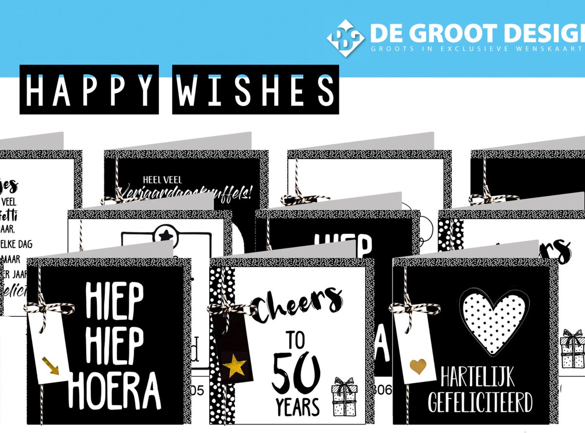 Happy Wishes - complete serie inclusief display in bruikleen, topkaart en backcards