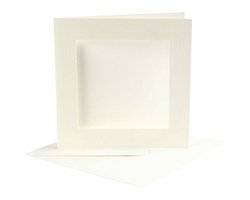Passepartout kaarten vierkant | Off-white dubbele kaarten met envelop | 220 g | 2x10 stuks
