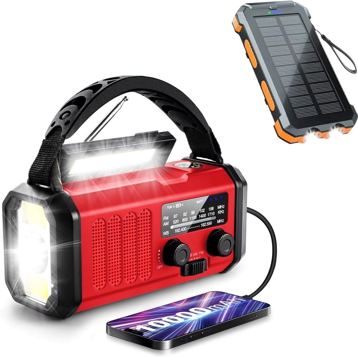 Noodradio 10.000mAh - Solar Opwindbaar - Altijd Bereikbaar - Voor Noodsituaties - SnelShoppen