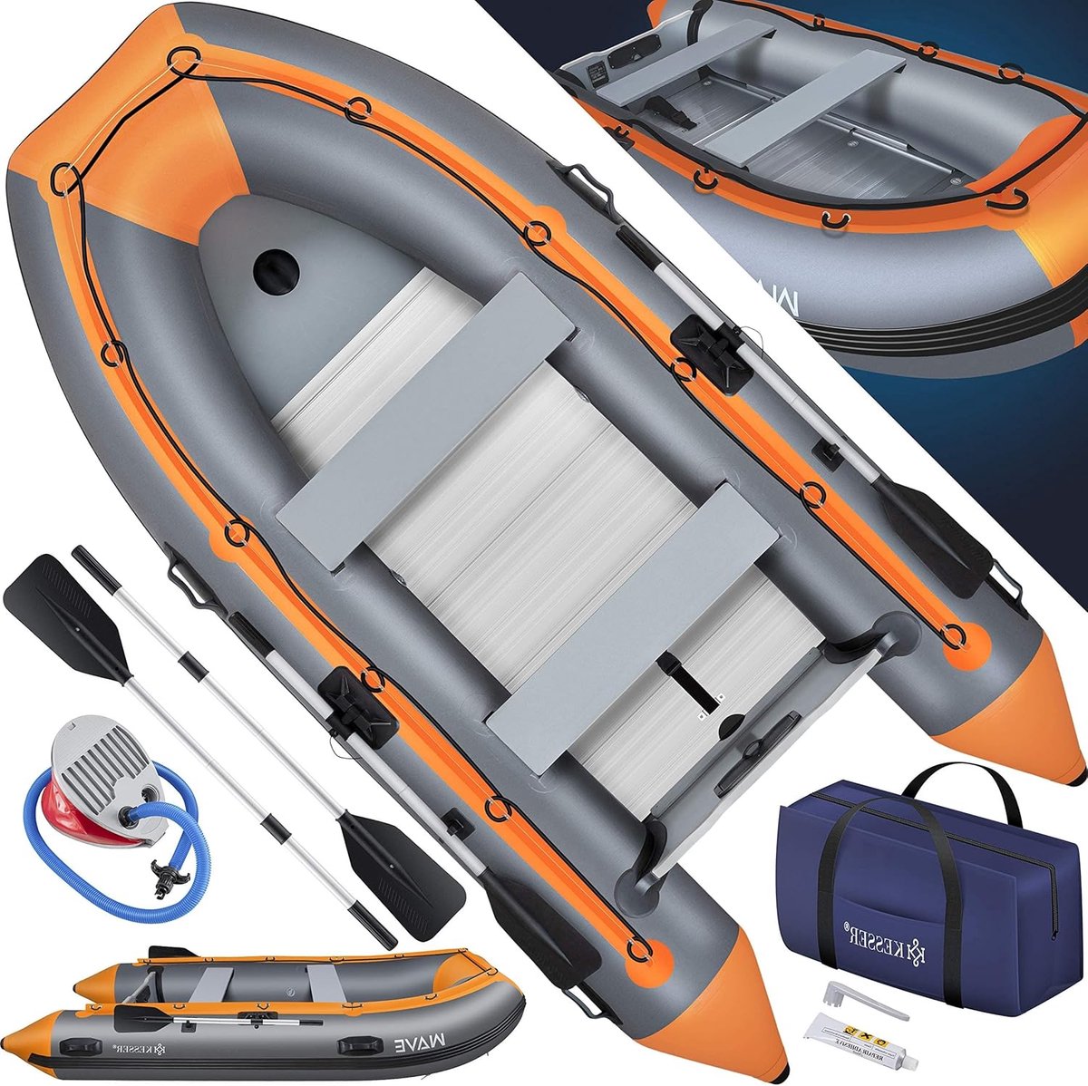 Opblaasboot 4 Personen - Aluminium Vloer - Inclusief Peddels, Luchtpomp & Draagtas - Max. 500 kg - 320 cm