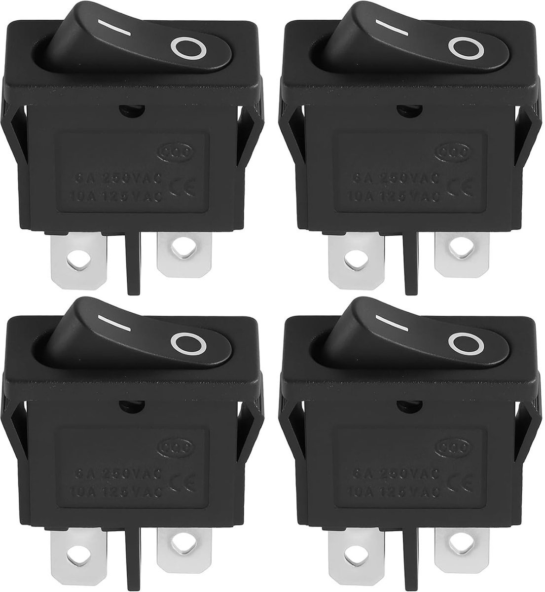 SnelShoppen - 4 Stuks 2Pin 2 Posities Rocker Schakelaar 19x7mm 250VAC 6A voor Tafel lampen met 4.8mm Platte Stekkers
