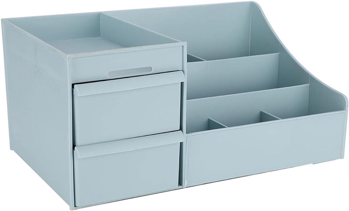 SnelShoppen - Professionele Make-up Koffer, Cosmetica Opbergbak, Desktop Schoonheidsorganizer met Lade (Scandinavisch Blauw) van Duurzaam HIPS Materia