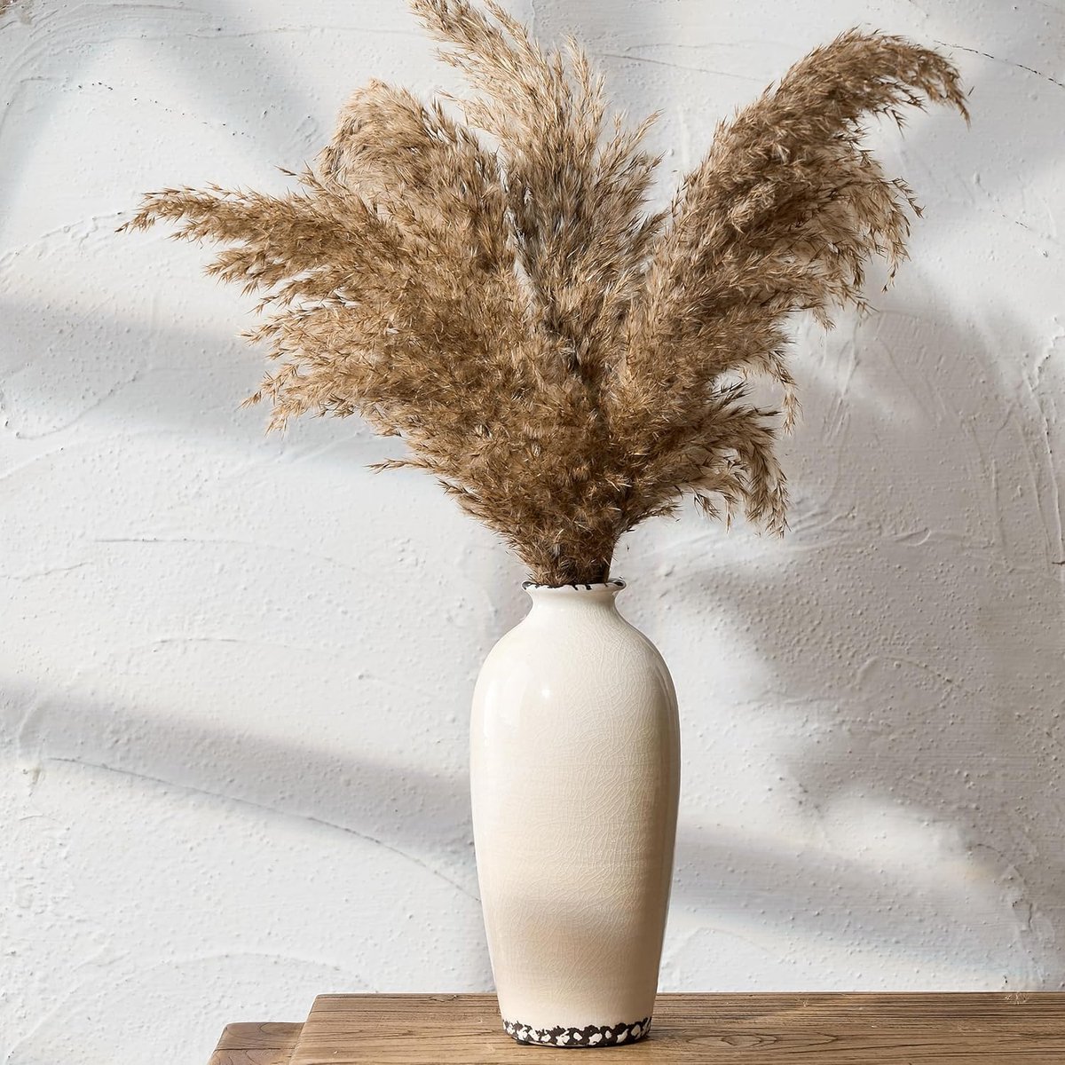 SnelShoppen - 7.87 inch Keramische Vaasje, IJs Barst Aged Wit Vintage Oppervlak Ontwerp, Eenvoudige Scandinavische Stijl voor Esthetische Decoratie, M