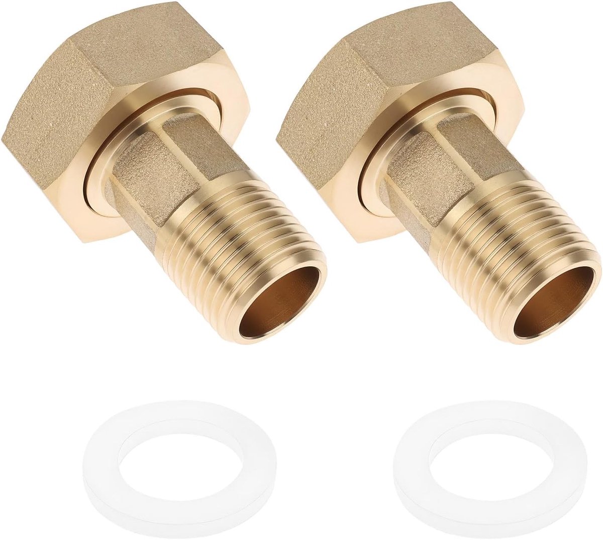 SnelShoppen - 2 Stuks R1/2" naar G1" Circulatiepomp Koppeling Adapter 15mm ID Messing Verbinder voor Waterverwarmer