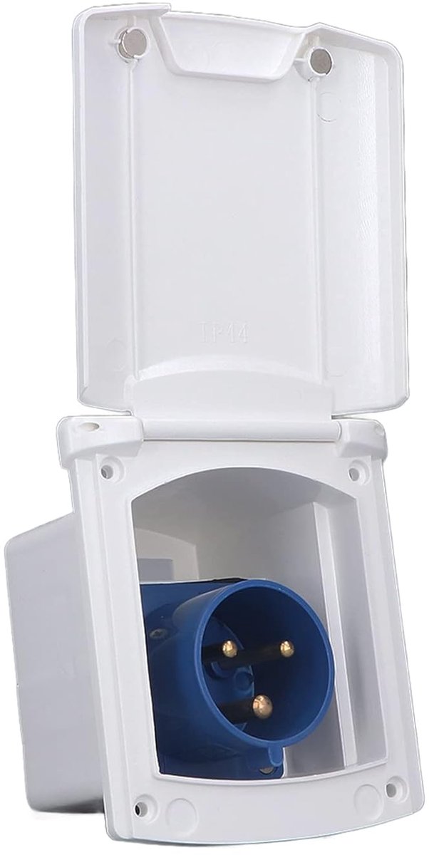 SnelShoppen - 32A RV Stroomaansluitbox, 220V 250V, Waterdichte Stekkerdoos, Voor Buiten, Met Bevestigingsmontage Voor Trailer, Wit