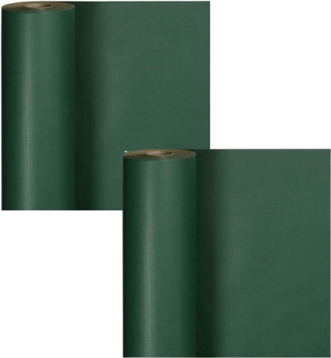Cadeaupapier groen | Geschenkpapier voor winkels, kerst en cadeauverpakking | 50 cm x 100 m | 2x1 rol