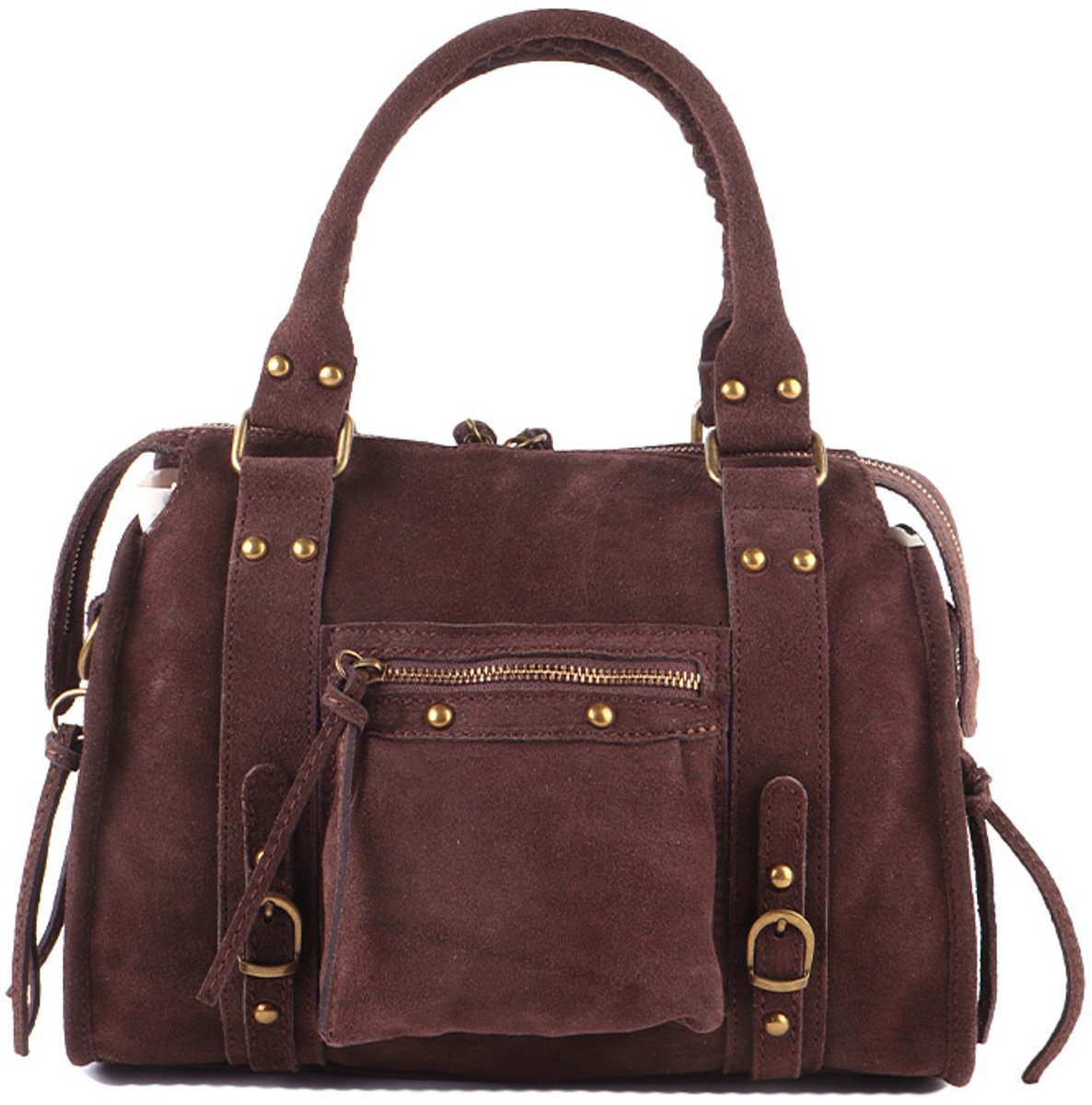 Giuliano suede handtas Delphine - Dames - Made in Italy - Koffie