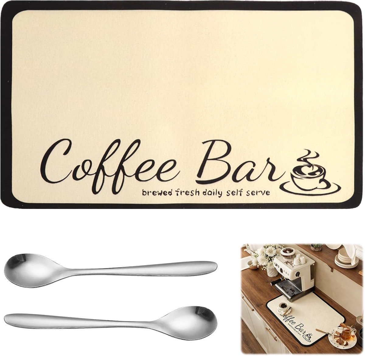 Koffiemat 30 x 50 cm - Super absorberend - Antislip rubberen basis - Ideaal voor koffiezetapparaat - ShopVlot