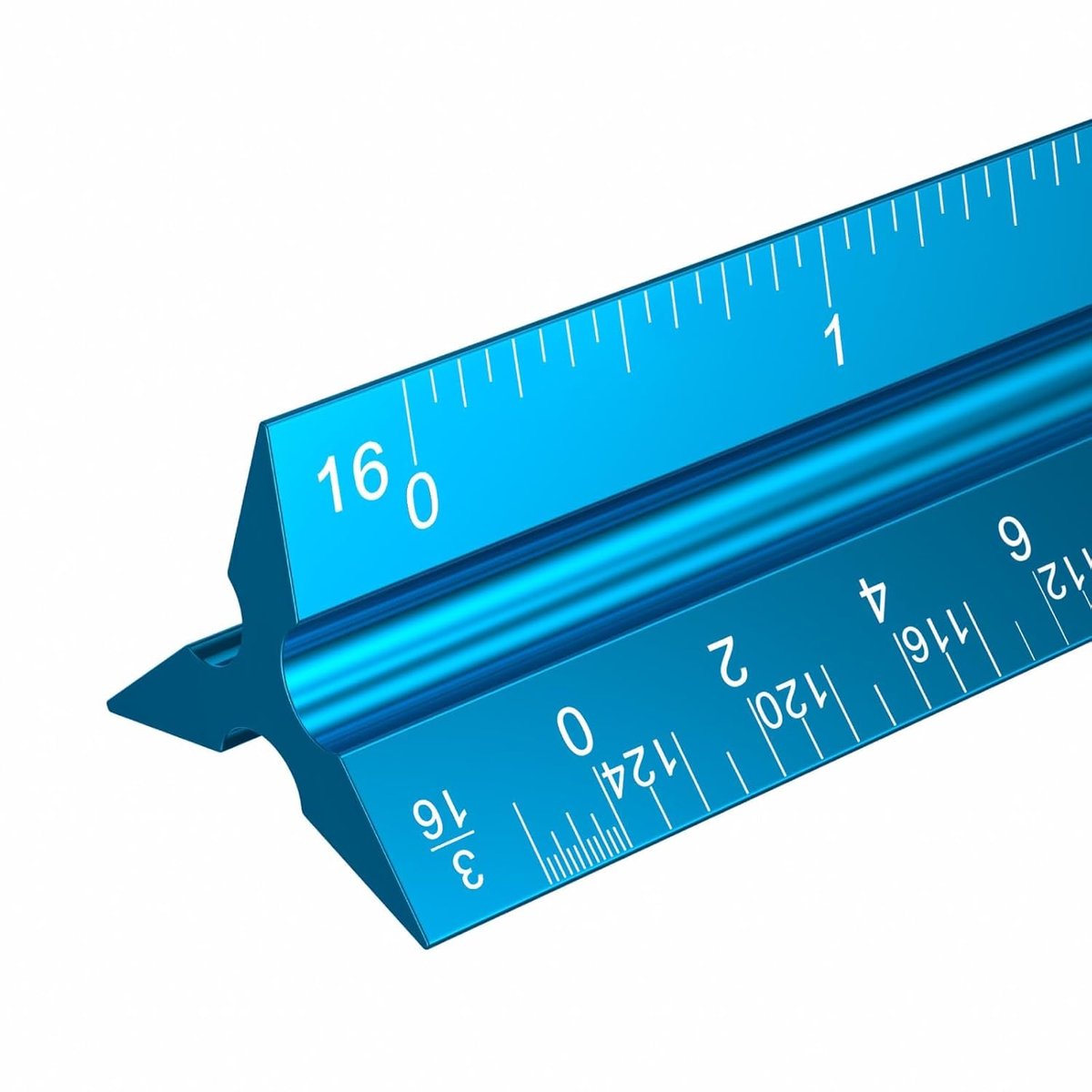 SnelShoppen - Driekantige schaal 12 inch imperial aluminium voor architecten en ingenieurs, met maatverdeling 1-1/2, 1, 3/4, 3/8, 3/16, 3/32, 1/2, 1/4