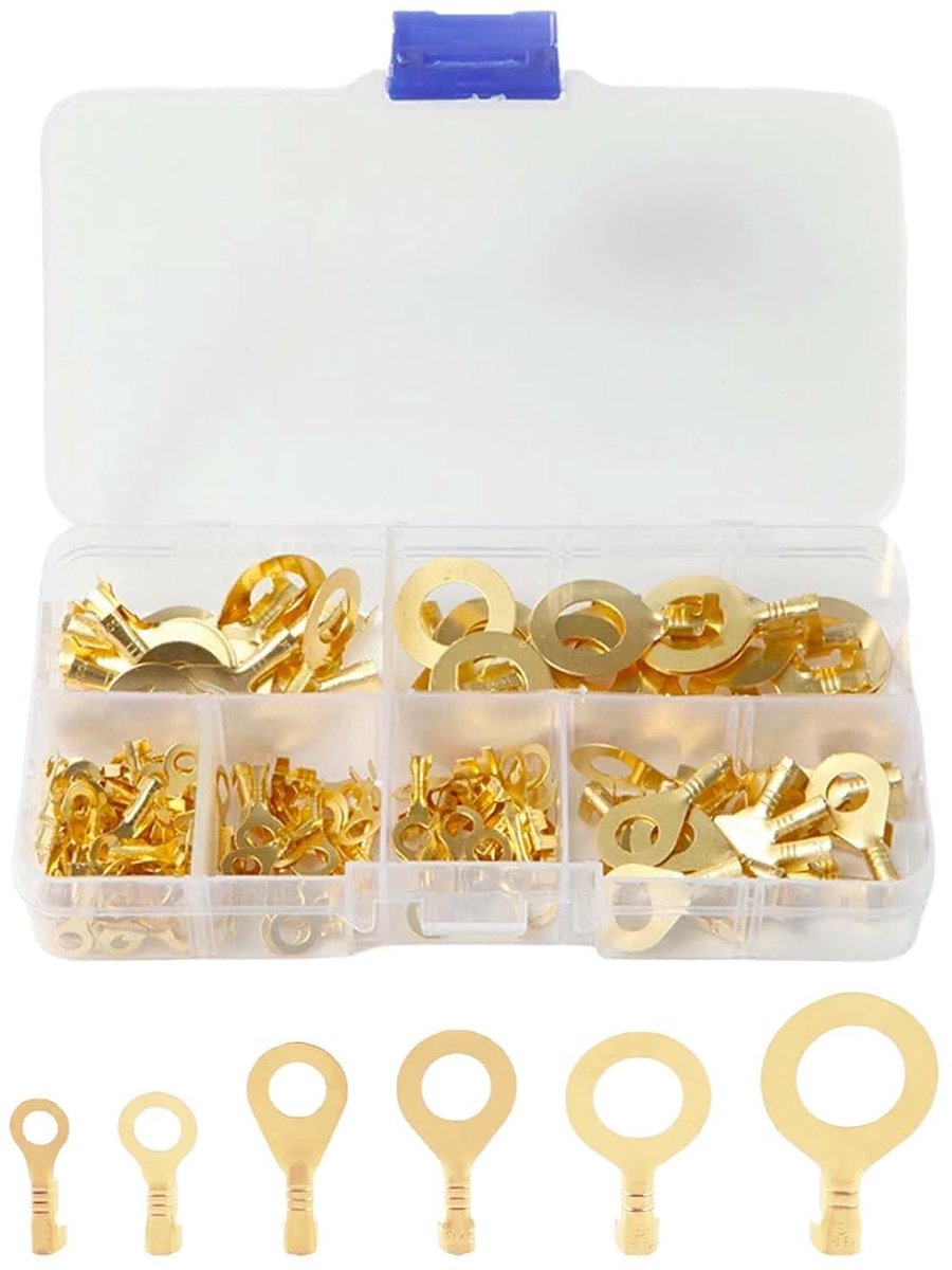 Ringkabels M3 M4 M5 M6 M8 M10 - Messing ringlugs set - 300 stuks - Voor elektrische verbindingen - ShopVlot