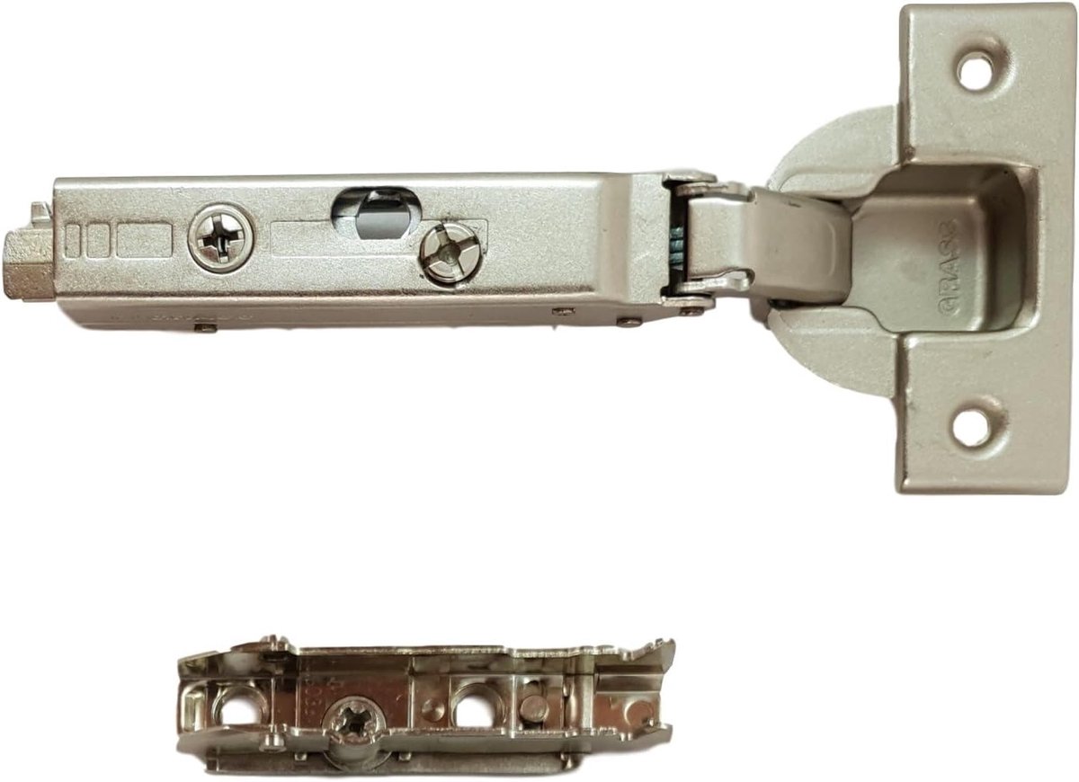 SnelShoppen - Tiomos 110° Meubel Scharnier met Vering (4 Boorbeelden Optioneel) Pan Wieltje, Scharnier (Boorafstand 52 mm, 6066 H), Inclusief Rechte M