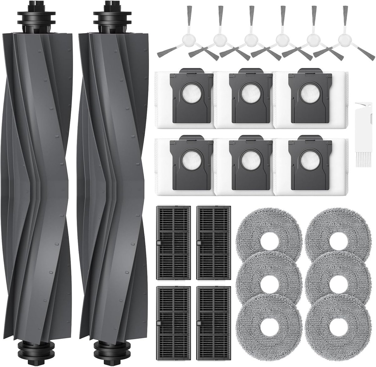 SnelShoppen - 25 Stuks Accessoires voor Dreame L10s Ultra Gen 2, L10s Pro Ultra Heat, L40 Ultra, X30 Ultra, Mova E30 Ultra Robotstofzuiger - 2 Hoofdbo