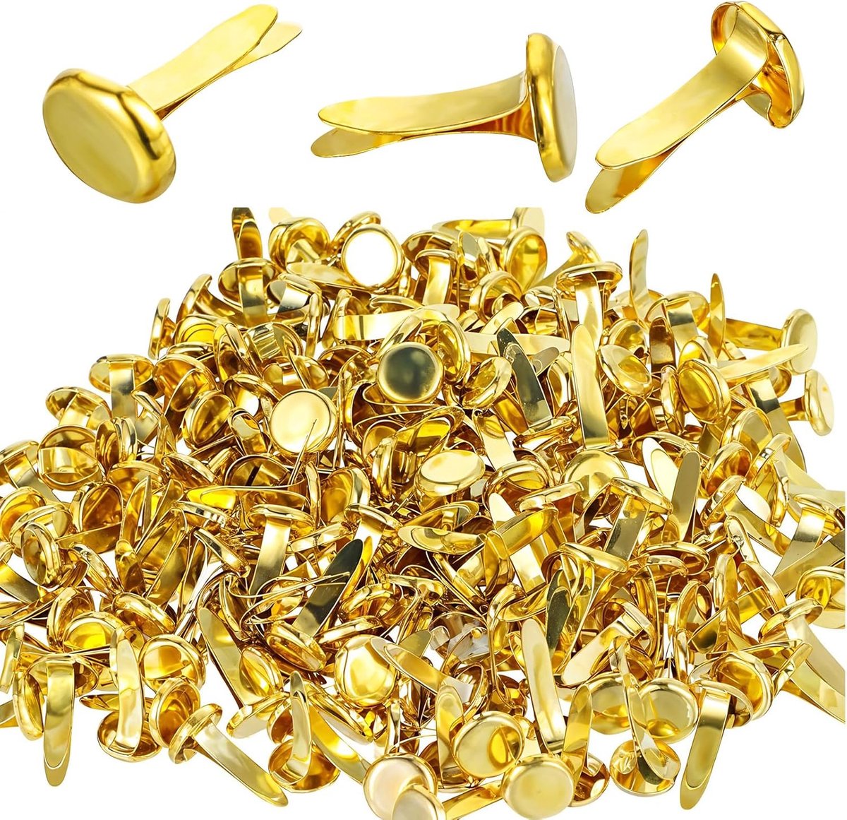 SnelShoppen - 200 Stuks Gouden Patronen Zakclips, Metalen Clips, Ronde Kop Clips, Patronenclips, Letterklemmen voor Scrapbooking, DIY Creaties, Fotoal