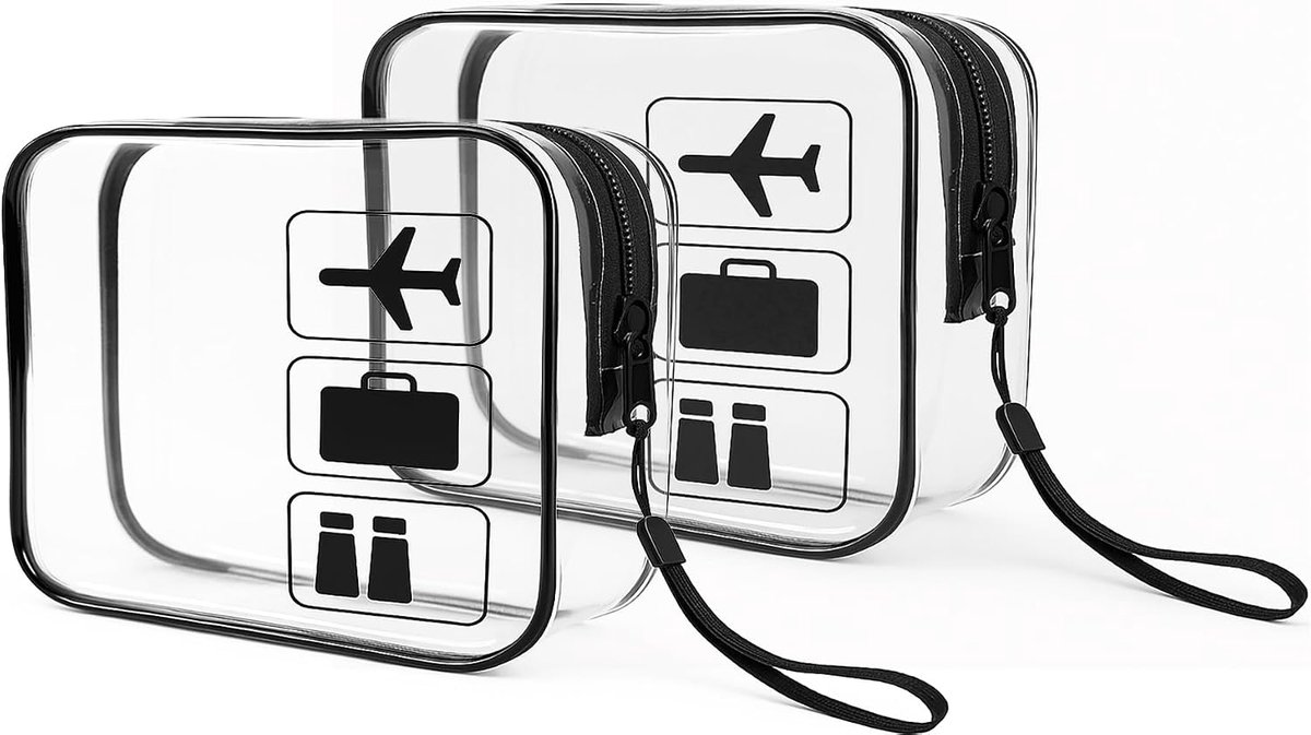 2pcs Clear Travel Toiletry Bag - TSA Approved Toiletry Bag, Clear Plastic Pouch in Quartz Size Meets Requirements for - ShopVlot