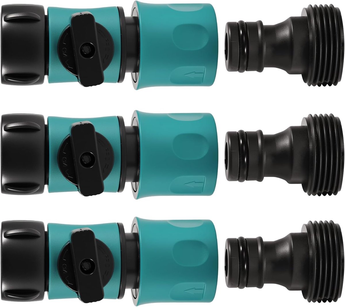 Shut-off valve for pipe connections, hose connection + plug ends, hose coupling, 3/4 inch, control valve ON/OFF, water - ShopVlot