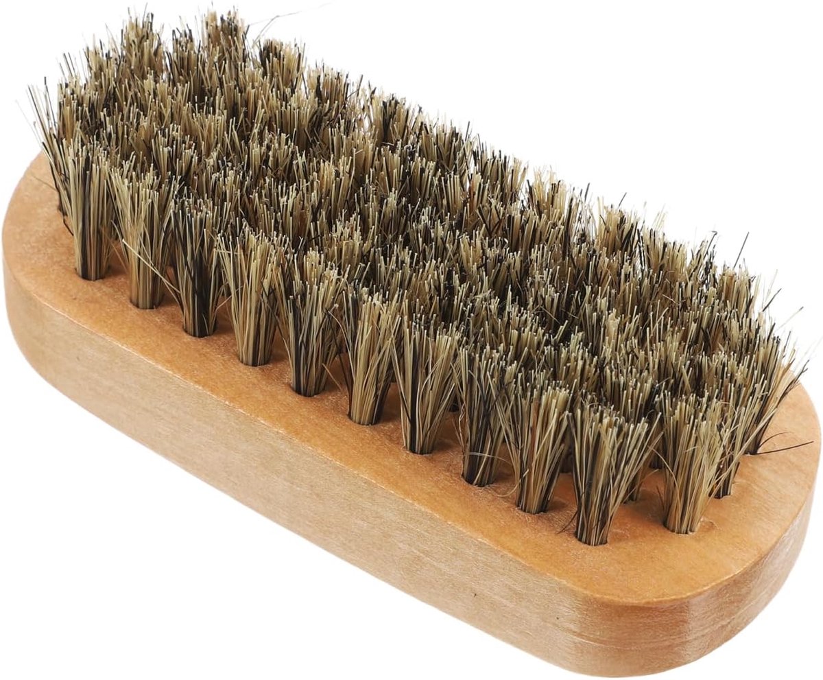 SnelShoppen - Houten mini schoenborstel met wilde zwijnenharen, veelzijdige reiniger voor sneakers en laarzen, duurzaam en reisvriendelijk, polishbors