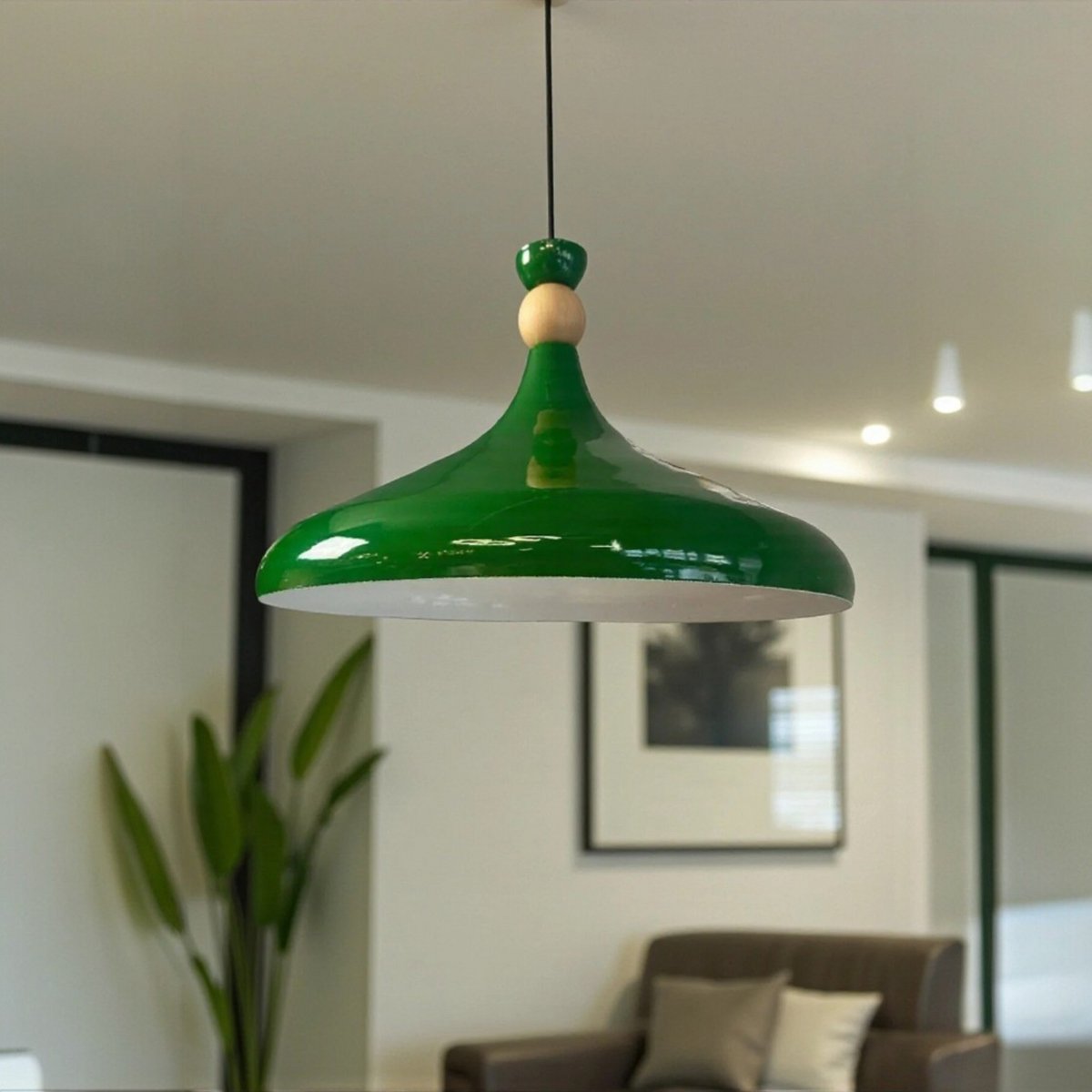 Bamyum Champion hanglamp, industriële Modern stijl, Ø35 cm, groen metalen lamp