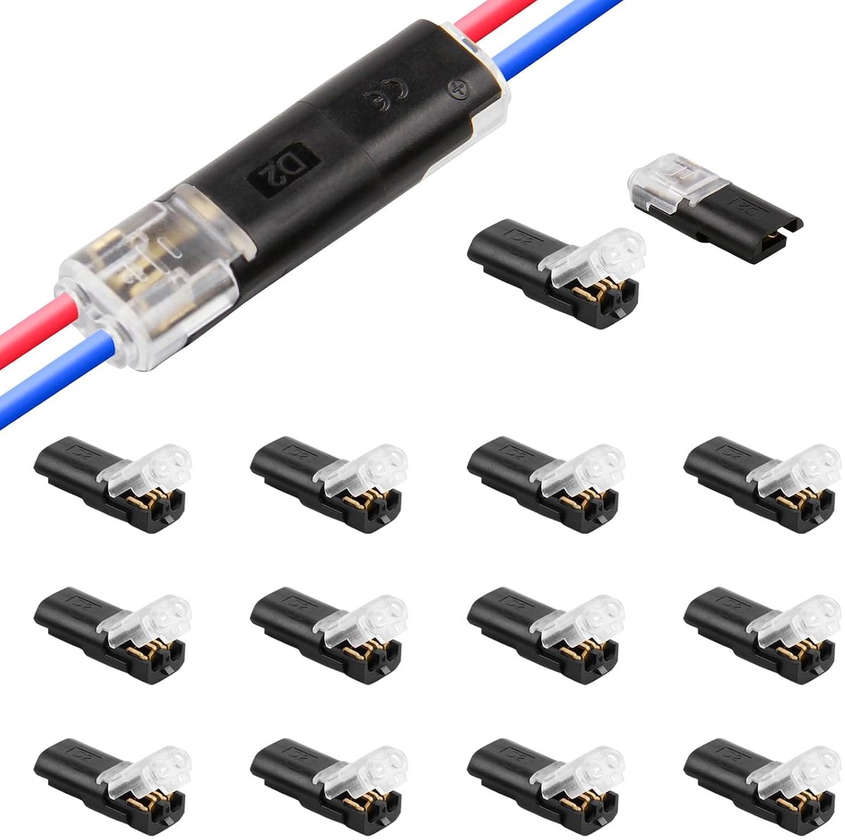 Car plugs pack van 12 - 2-pins stekker - waterdichte connectoren - ideaal voor DIY projecten - SnelShoppen