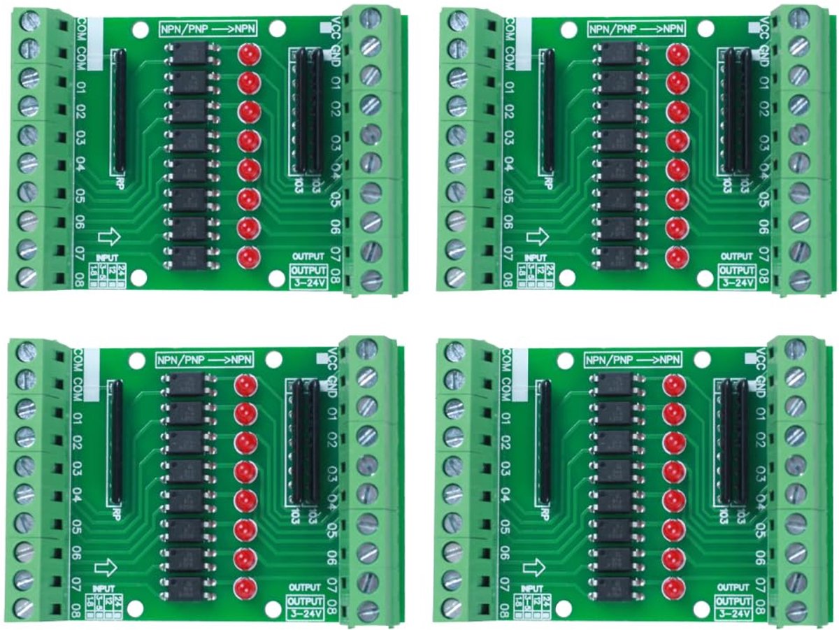 SnelShoppen - Fotokoppelaar-isolatiemodule 8-kanaals DC 3,3V 5V PNP NPN-signaalomzetter voor SPS-systemen en besturingsapparaten