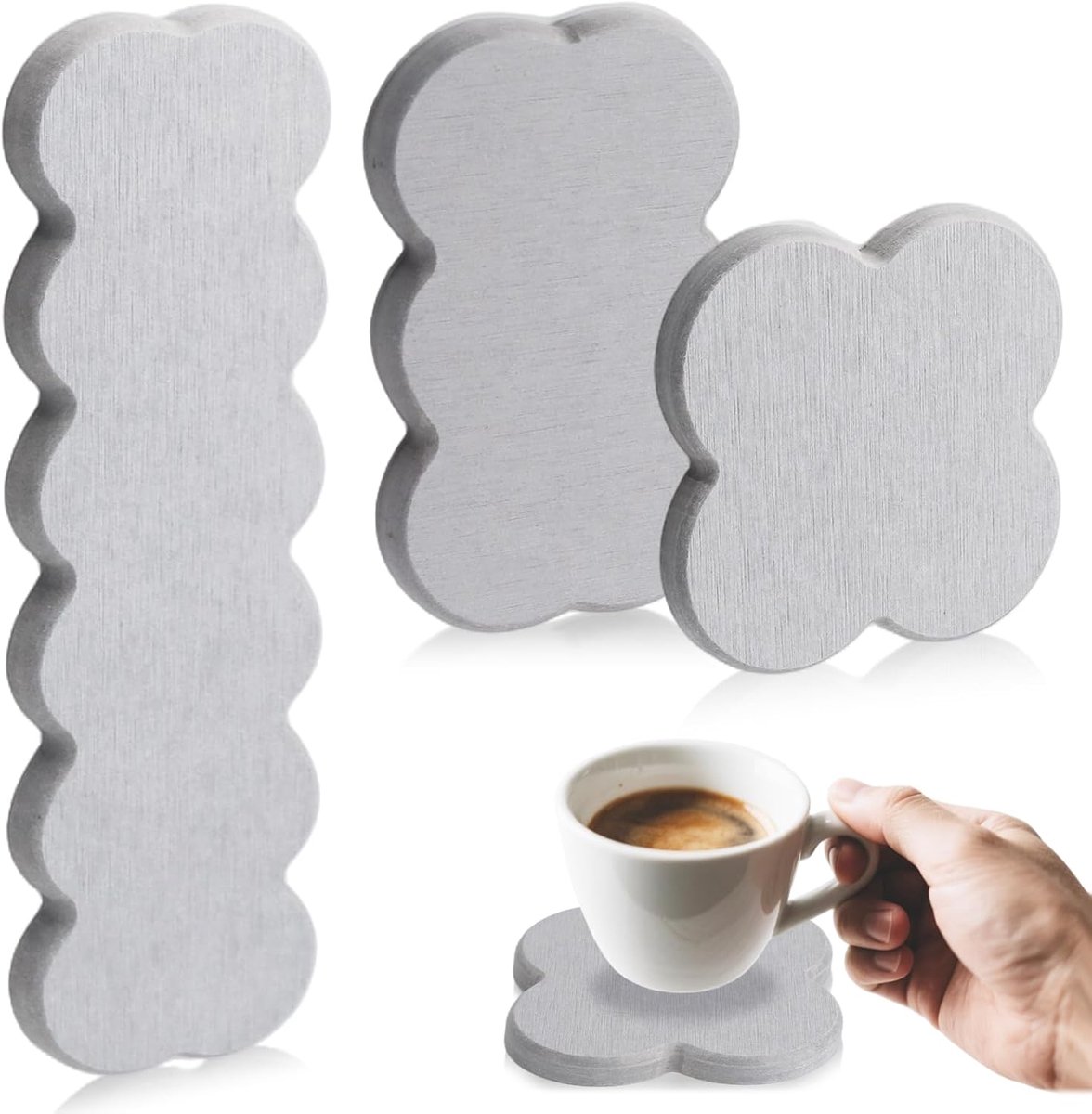 SnelShoppen - 3 Stuks Waterabsorberende Steen Coasters - Natuurlijke Siliceuze Grind - Snelwaterabsorptie - Cloudvorm - Keuken, Badkamer, Werkblad - 8