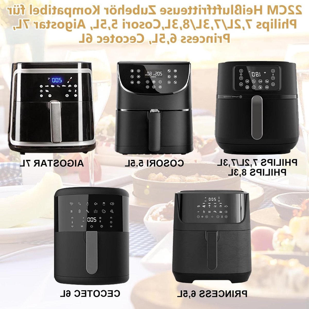 Heteluchtfriteuse Accessoires - Bakvorm Set - Gezonder Koken - 12 Delig - XXL Formaat - Zwart