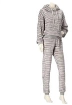 Dames huispak Fleece - Lounge set dames - Zebra - Warm winter pyjamapak - Loungewear dames - S/M - Grijs