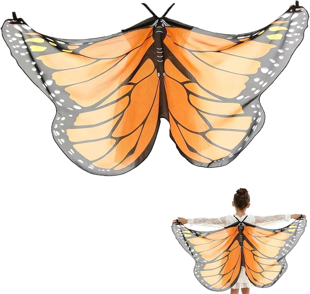 Schitterende Vlinder Kostuum voor Kinderen met Vleugels en Cloak voor Carnaval, Halloween en Feestjes - 145 * 70cm - Roze