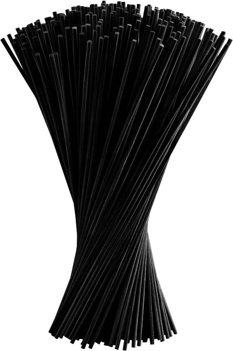 SnelShoppen - 150 Stuks Zwarte Rietdiffuser Sticks, Wicker Aroma Stokken, Rattan Geursticks voor Huis, Tuin en Feesten, 24 cm, Milieuvriendelijk