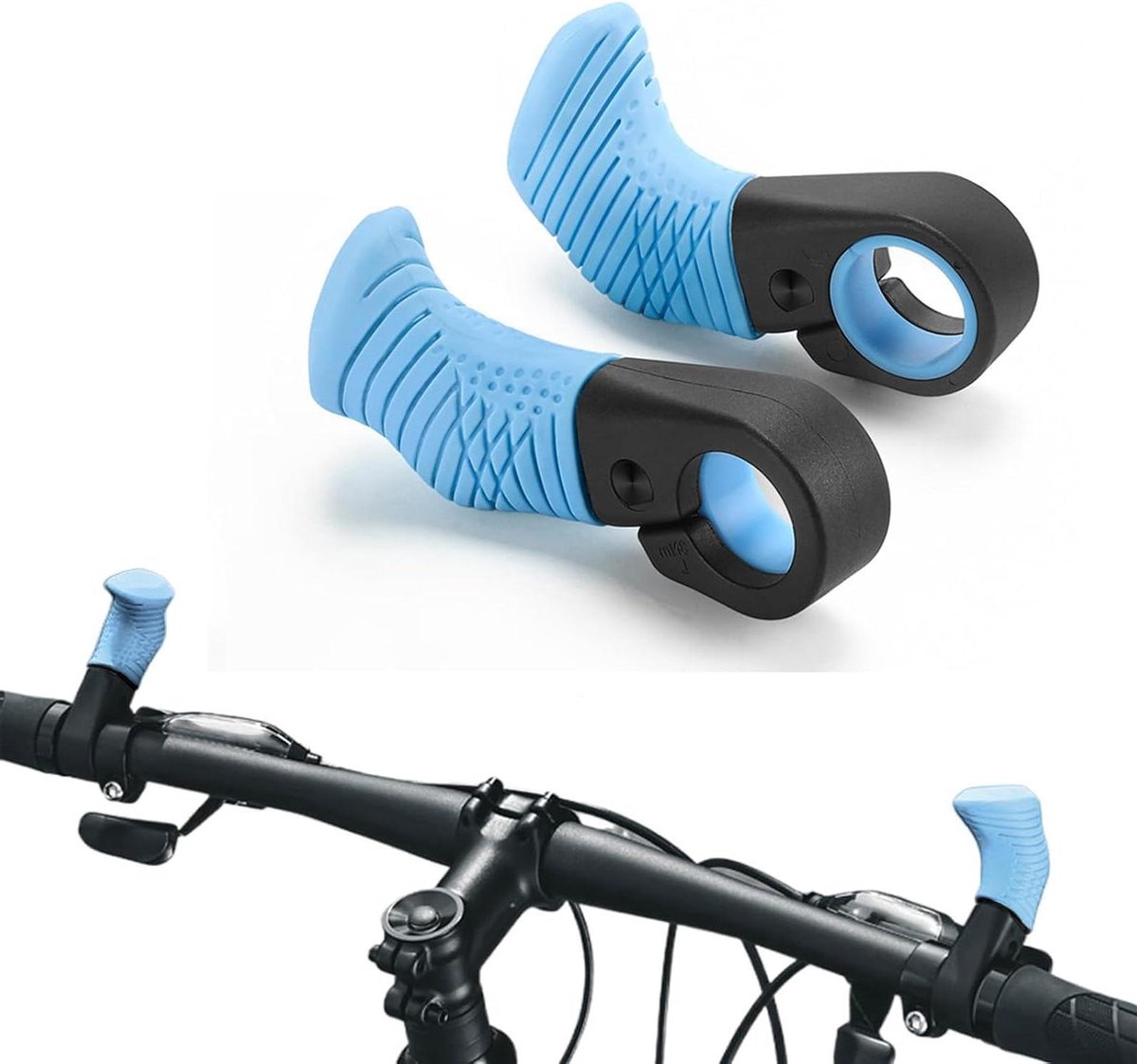 Fietsstuur Duimsteunen - Stuurgrepen Handvatten - Lange Fietstochten Maken - Ergonomisch Ontwerp - 22.2 mm - Blauw