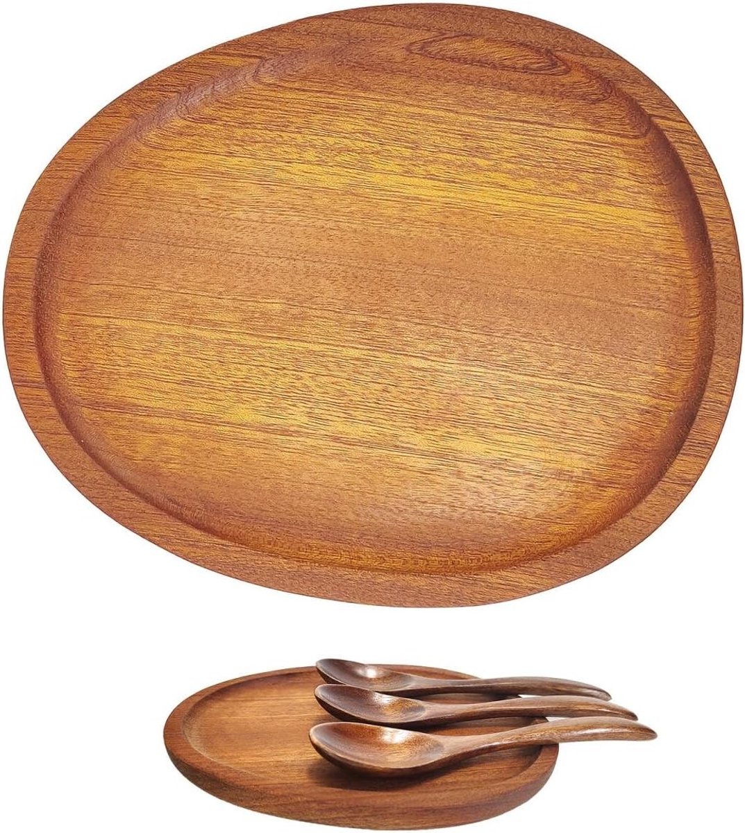 Retro Bruine Houten Lepelhouder - Ronde Keukenaccessoire voor Snacks, Koffie en Thee